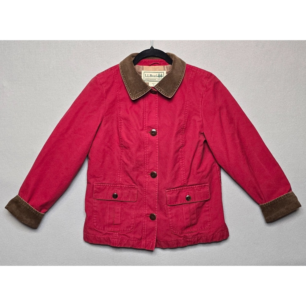 L.L. Bean Red Pea Coat with Brown Collar